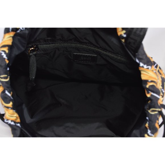 NEW Versace $1,095 Baroque Medusa Print Nylon Cinched Drawstring Purse Backpack
